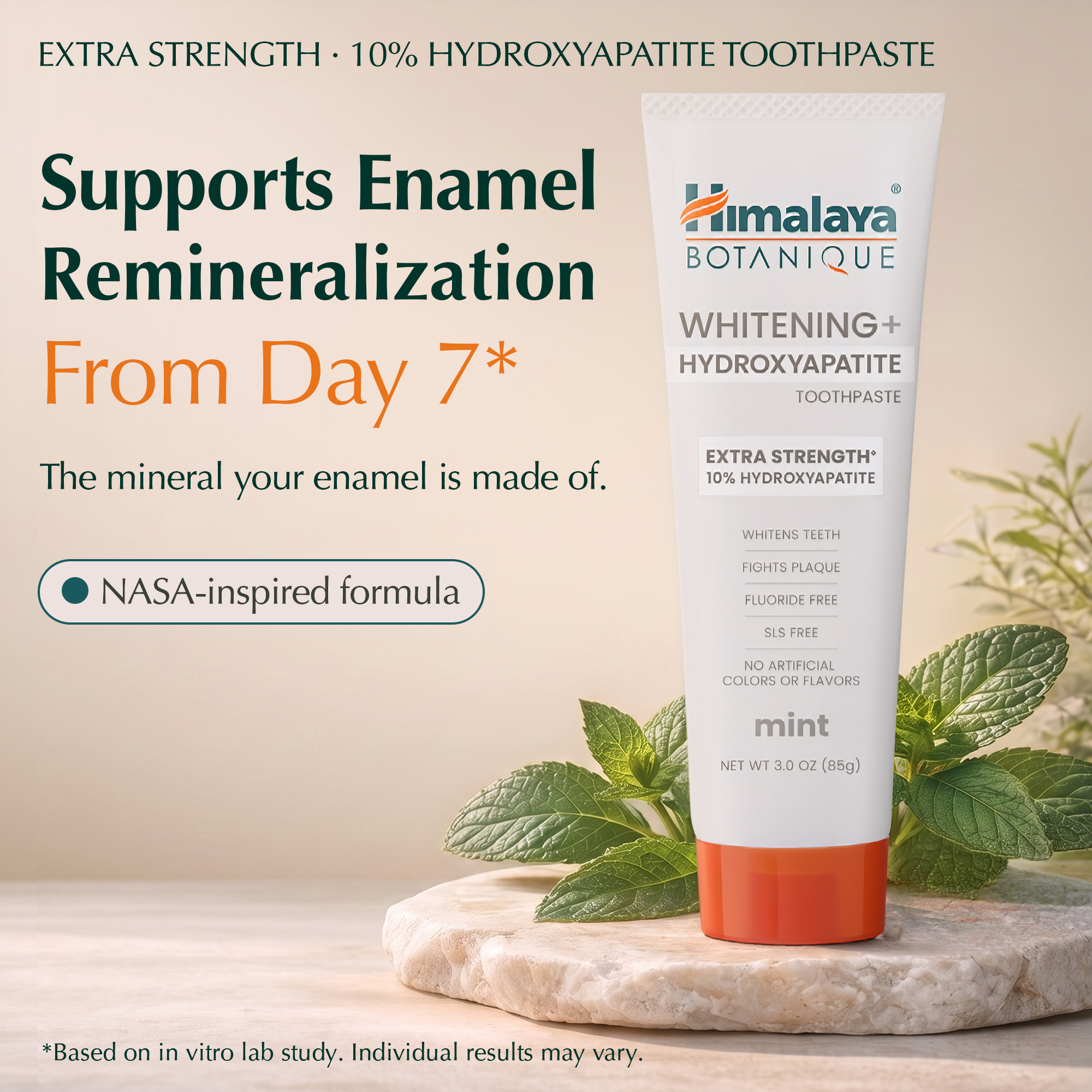 Himalaya Botanique Whitening+ Hydroxyapatite Toothpaste - Extra Strength Mint 85g