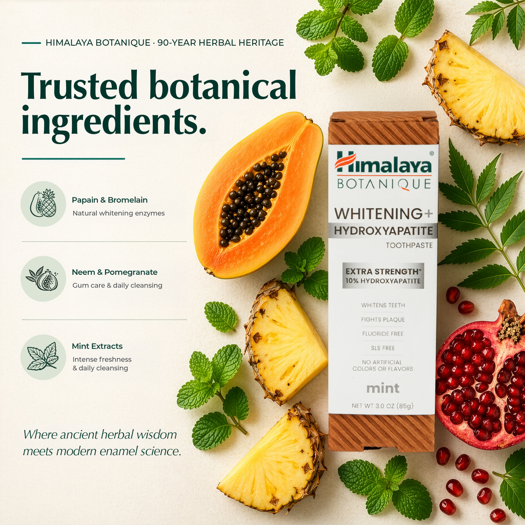 Himalaya Botanique Whitening+ Hydroxyapatite Toothpaste - Extra Strength Mint 85g